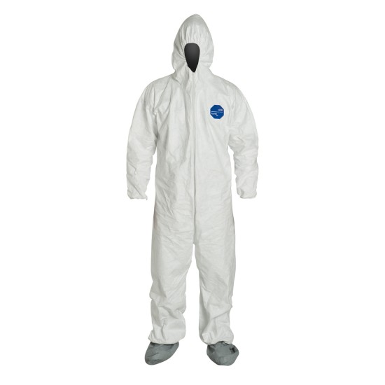 DuPont™ Large White Tyvek® 400 Disposable Coveralls With Hood
