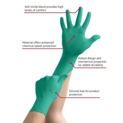 Ansell Large Green TouchNTuff® Latex-Free Nitrile Disposable with Enhanced Chemical Splash Protection Gloves (Box of 100)