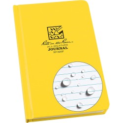 Rite In The Rain Weatherproof Hard Cover Notebook, 4.75" x 7.5"x 0.625, Yellow Cover, Journal Pattern #390F