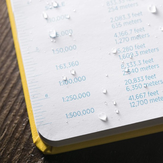 Rite In The Rain Weatherproof Hard Cover Notebook, 4.75" x 7.5"x 0.625, Yellow Cover, Journal Pattern #390F